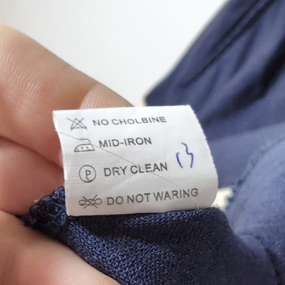 JYBY | 100% Cotton Long Sleeve Navy Blue Mini Dress Crew Neck Size L - Picture 10 of 11